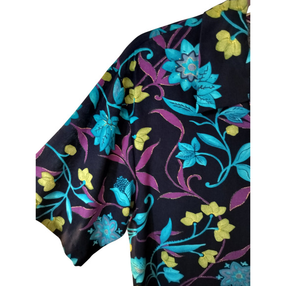 3284)Vtg Cricket Lane Multi Color Crown Jewel Button Up Top & Midi Skirt Set Med - Picture 4 of 10